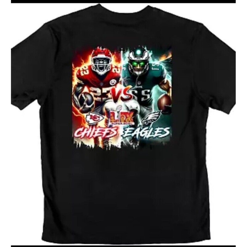 Eagles Vs Chiefs SB‎ LIX (59) Black Tee Unisex Size XL